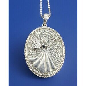 Vintage Micheal Anthony Sterling Silver 925 Crystal Angel Pendant Necklace